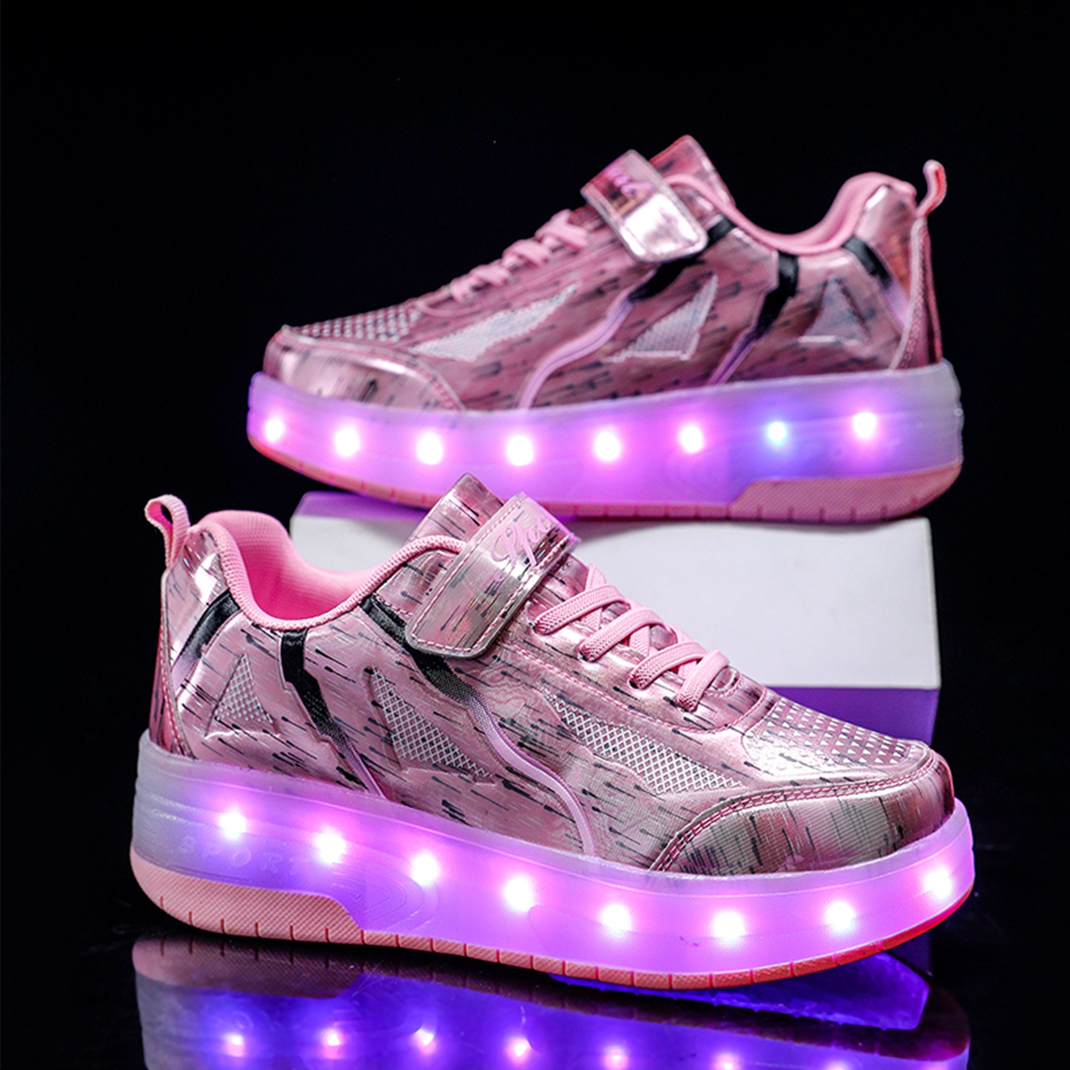 KOFUBOKE Pink Teen Roller Shoes LED Shoes Size 3 Unisex