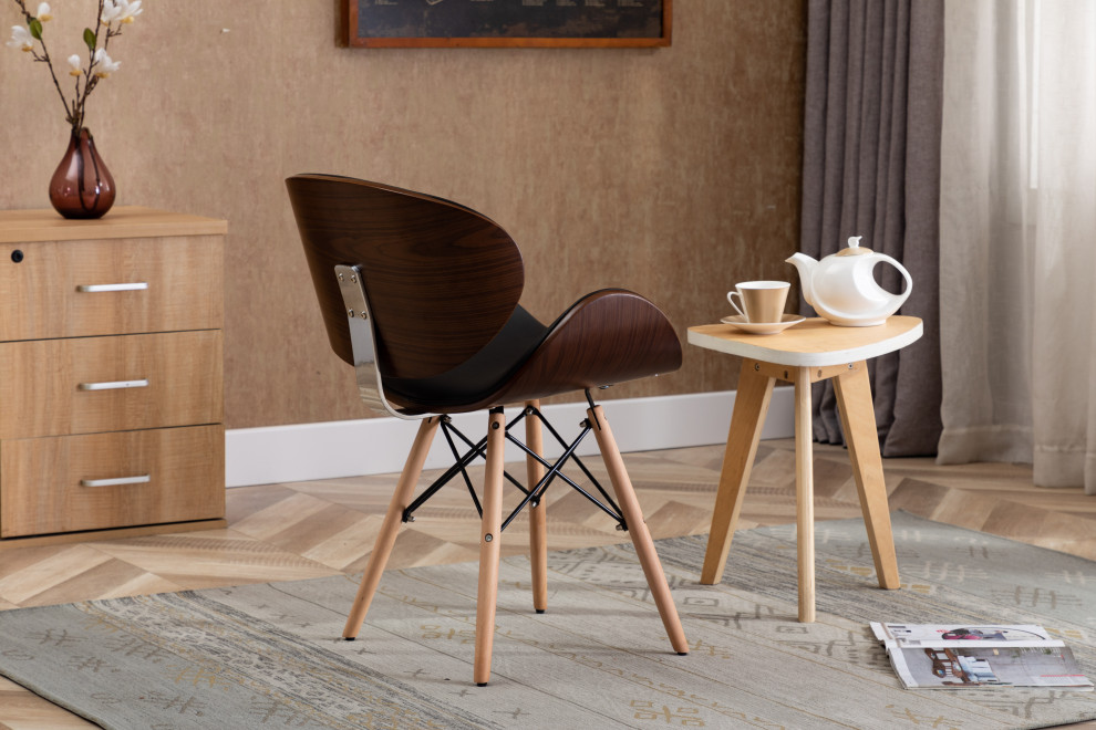 Home Beyond Black Synthetic Leather Leisure Arm Chair   Midcentury   Dining Chairs   by Home Beyond  Houzz