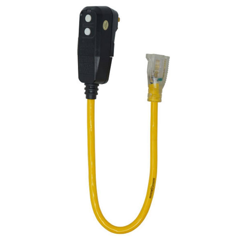 Yellow Jacket 2 ft. 123 SJTW Right Angle GFCI Heavy-Duty Extension Cord with Power Light Plug 2877