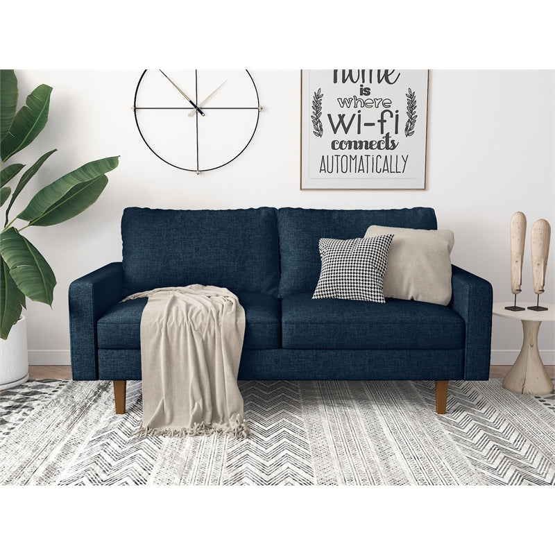 Kingway Furniture Ashton Linen Living Room Sofa in Dark Blue