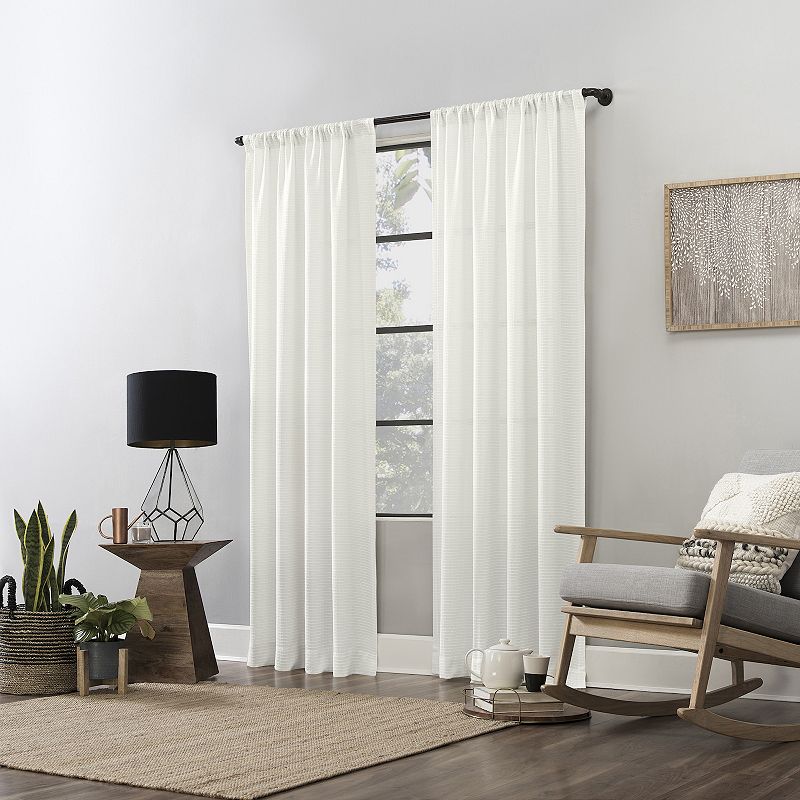 Clean Window Waffle Texture Anti-Dust Semi-Sheer Window Curtain