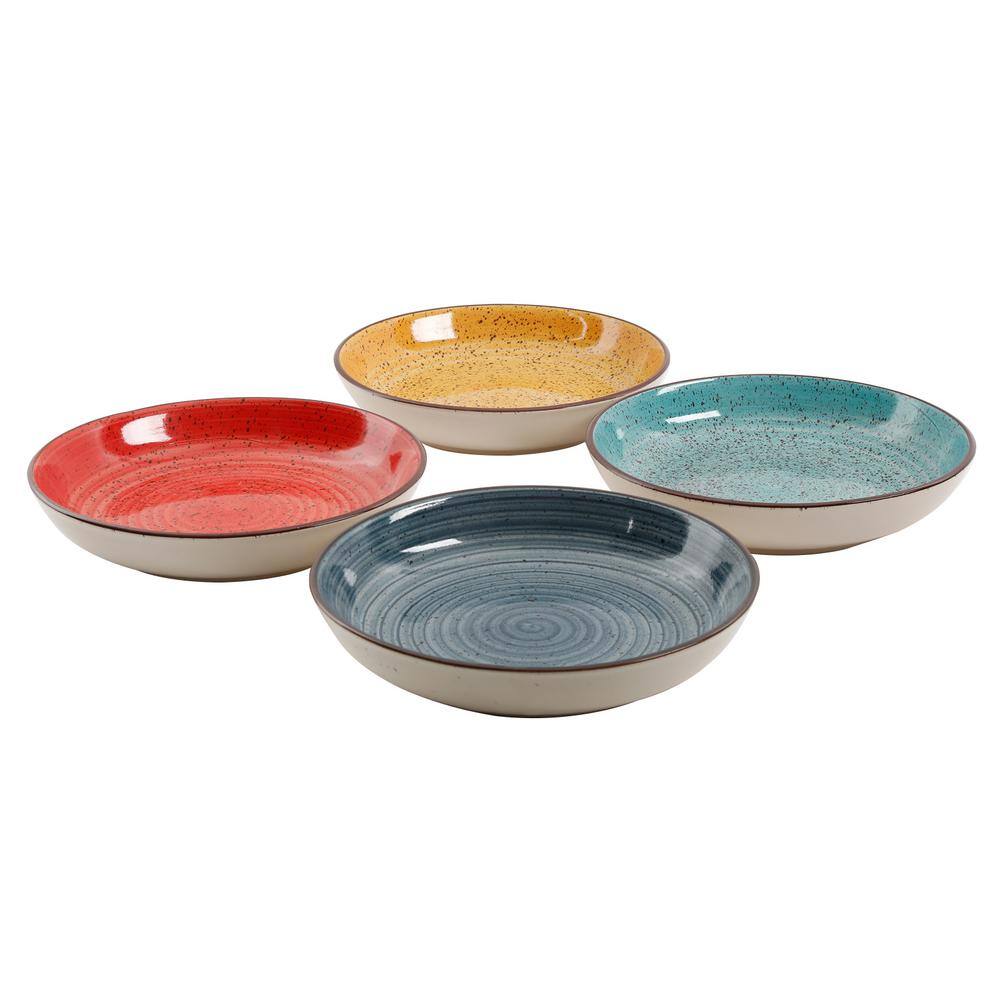 Gibson Home 12.05 oz. Assorted Colors Stoneware Pasta Bowls (4-Piece) 985105508M