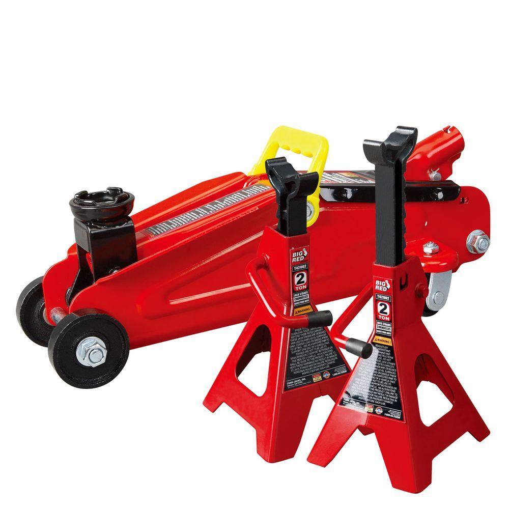 Big Red 2-Ton Trolley Floor Jack with 2-Ton Jack Stands TRA82001