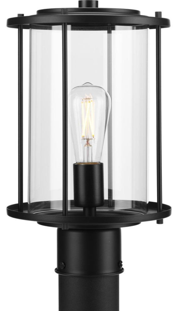 Gunther One Light Matte Black Modern Farmhouse Post Lantern   Transitional   Post Lights   by Buildcom  Houzz