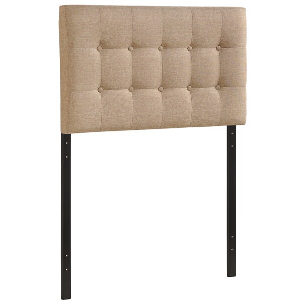 Emily Grey Button-tufted Fabric Twin-size Headboard - - 9278365