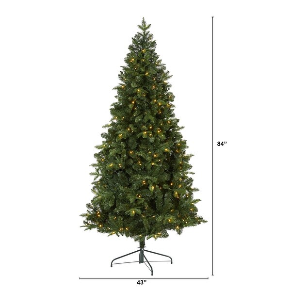 7' Grand Teton Spruce Flat Back Christmas Tree with 220 Clear LED