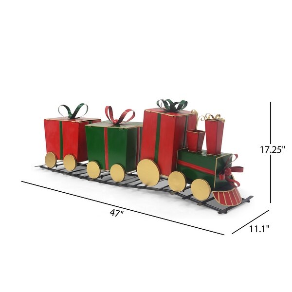 Merry Christmas Charm: A Festive Iron Train Adorned with GiftShaped Carriages，Bringing Joy to Your Holiday Decor