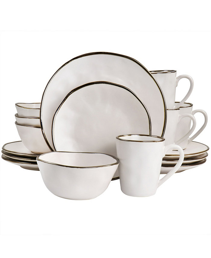 Elama Textured Uneven Dimpled Design Ricardo 16 Piece Stoneware Dinnerware Set Service for 4