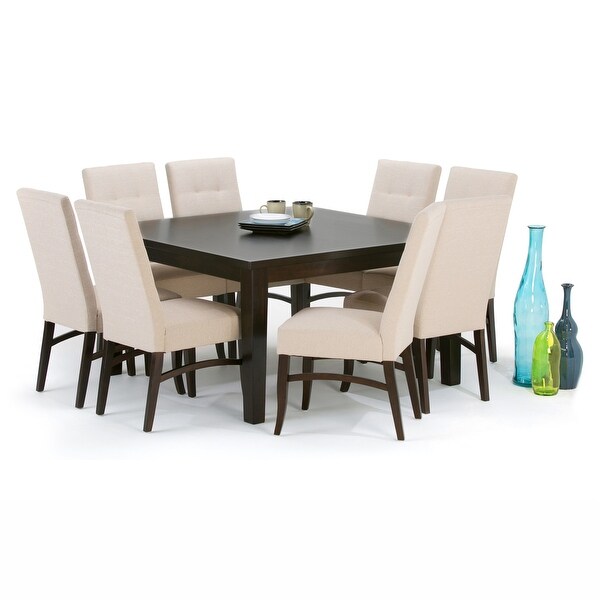 WYNDENHALL Hawthorne Contemporary 9 Pc Dining Set with 8 Upholstered Dining Chairs and 54 inch Wide Table