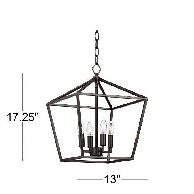 Wide Industrial Rustic Geometric Cage 4 light Fixture For Dining Room House Kitchen Island