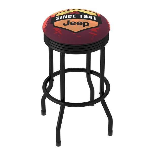 Jeep Sunset Mountain 360 Degree Swivel Black Barstool with Foam Padded Seat - 20.75 x 20.75 x 29