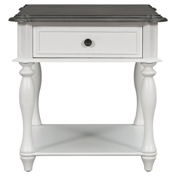 Classical Multifunctional End Table with Open Styled Shelf and Drawer