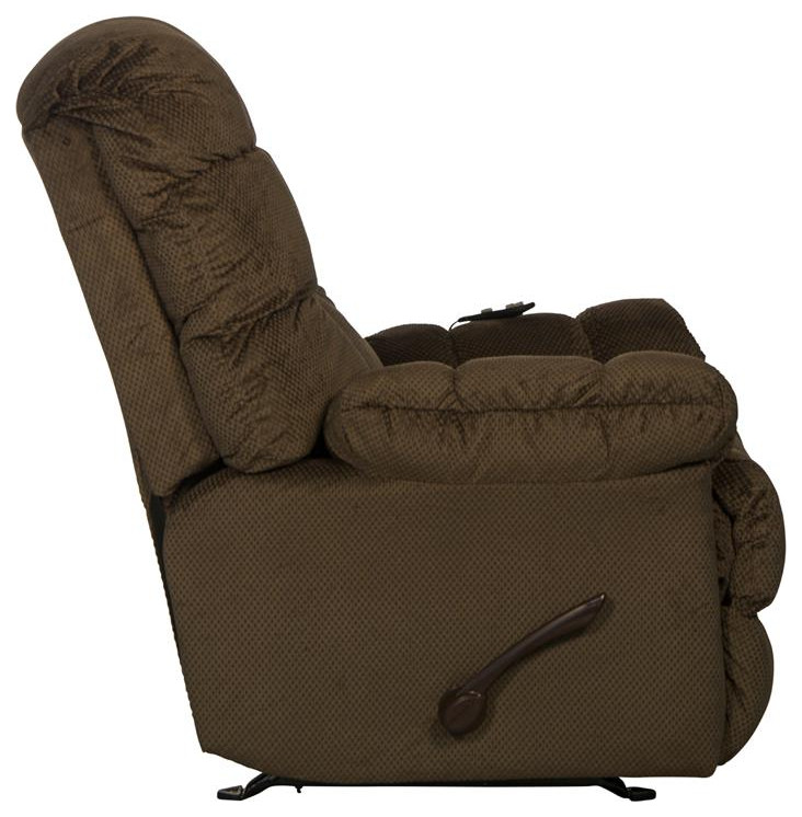 Batts Chaise Rocker Recliner with Heat  ampMassage in Brown Polyester Fabric   Transitional   Recliner Chairs   by Massiano  Houzz