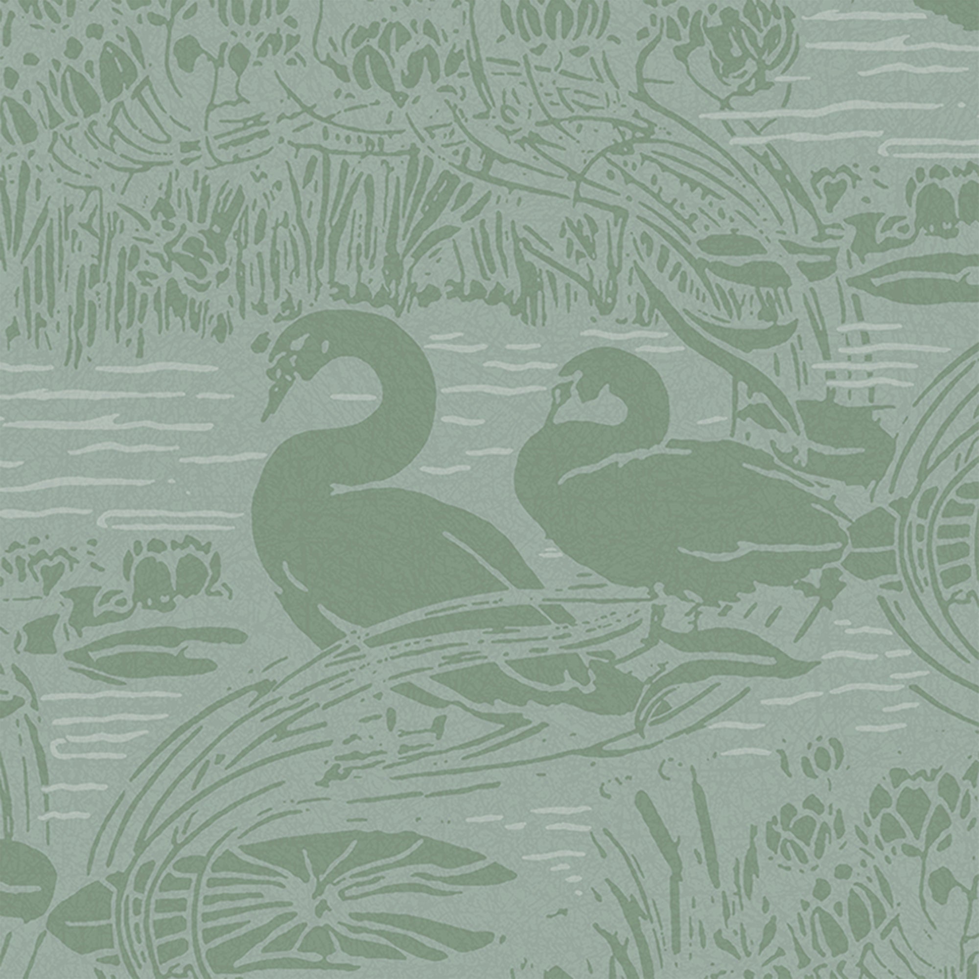 Laura Ashley Swans Jade Green Wallpaper