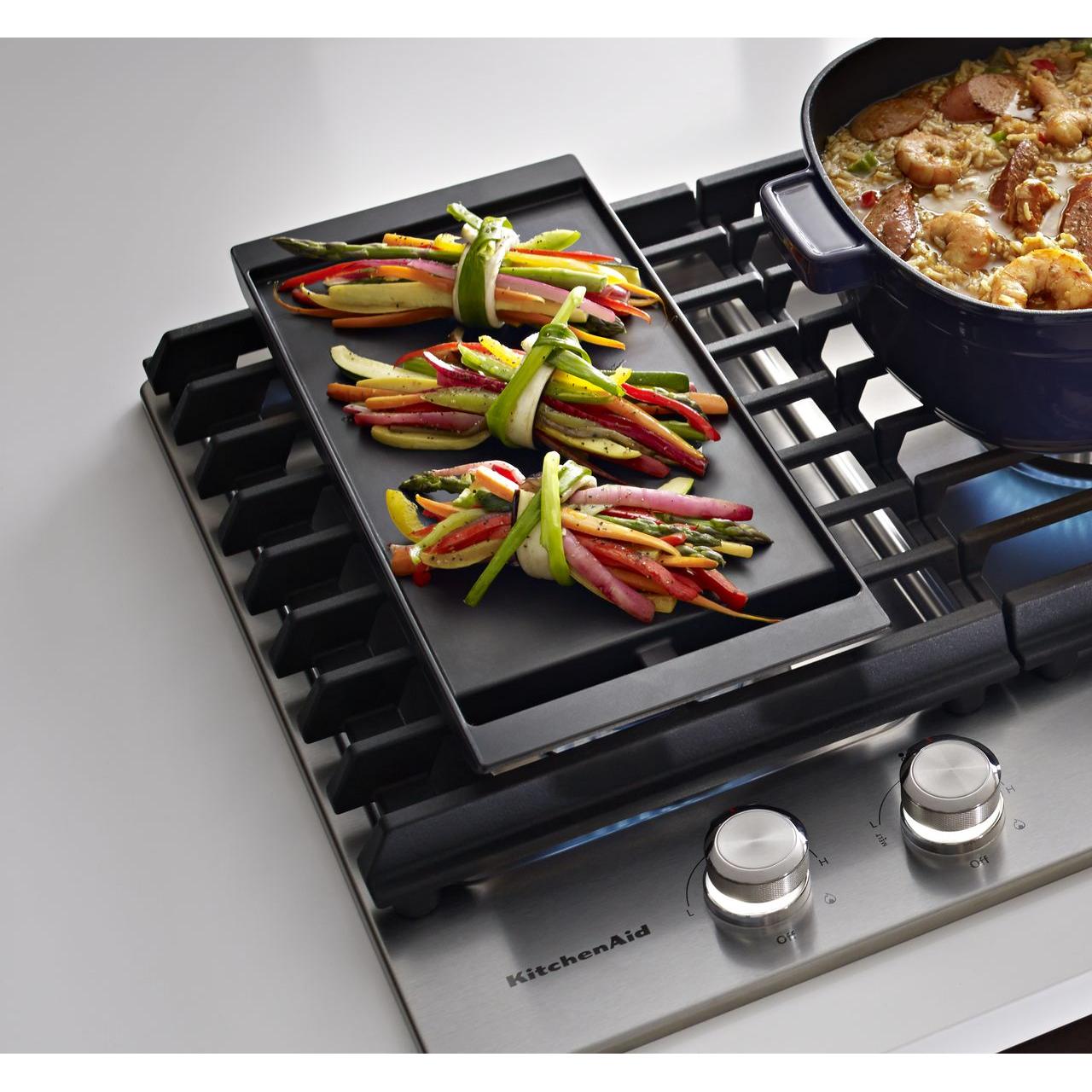 KitchenAid 30-inch Built-in Gas Cooktop with Griddle KCGS950ESS