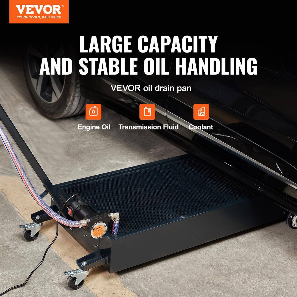 VEVOR 20 Gal. Oil Drain Pan w180 Watt Electric Pump Low Profile Oil Drain Pan w8.2 ft. Hose and Folding Handle for Trucks DDQCPYPH20GAL3RWMV9