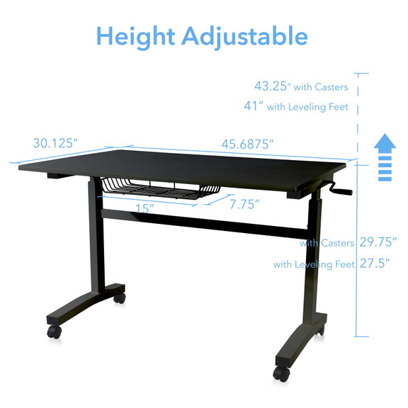 Atlantic Sit Stand Desk with Casters   Black (Heig...