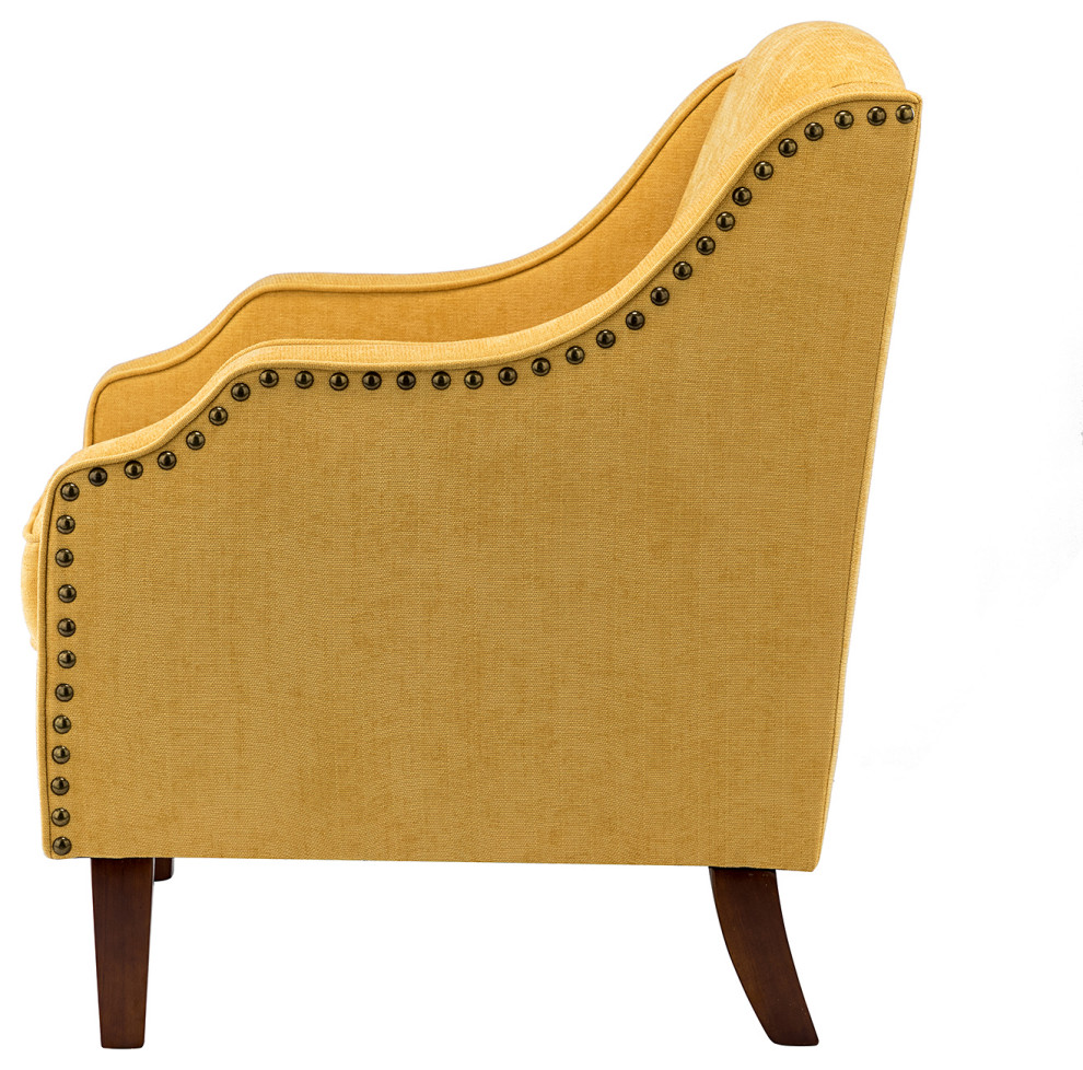 34 quotTall Comfort Bedroom Armchair with Solid Wood Legs   Contemporary   Armchairs And Accent Chairs   by Karat Home  Houzz