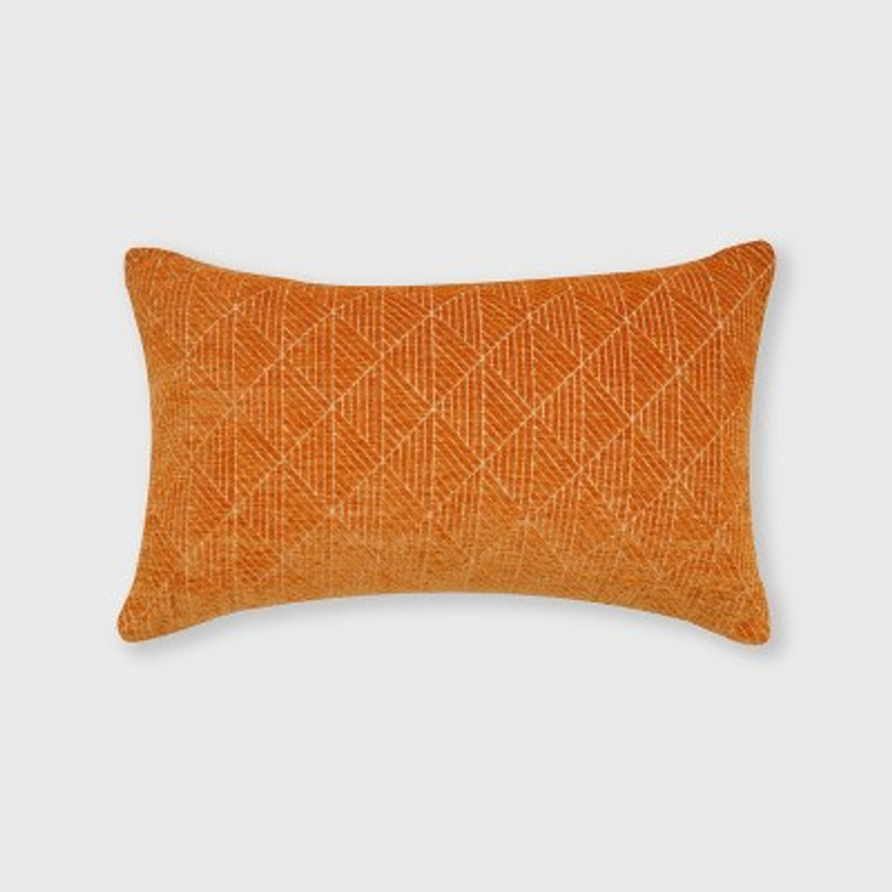 14x24 Oversized Geometric Chenille Woven Jacquard Reversible Lumbar Throw Pillow Orange - freshmint