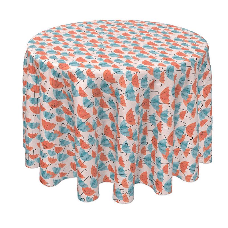 Round Tablecloth， 100% Polyester， 70 Round， Umbrellas Up