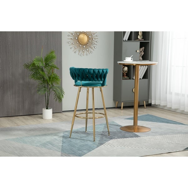 Low Back Bar Stool Light Luxury Bar Chair with Circular Footrest