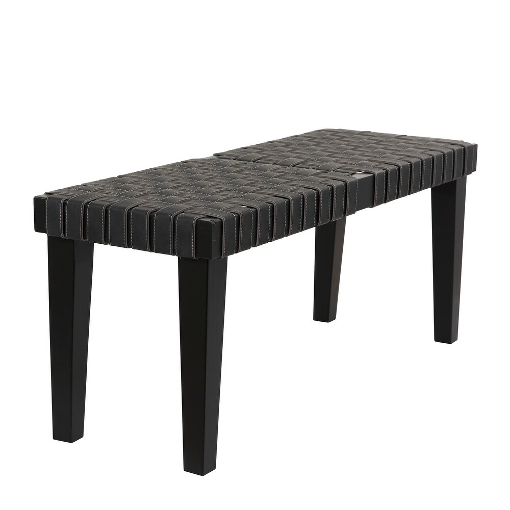 Black Wood Woven Bench   44\