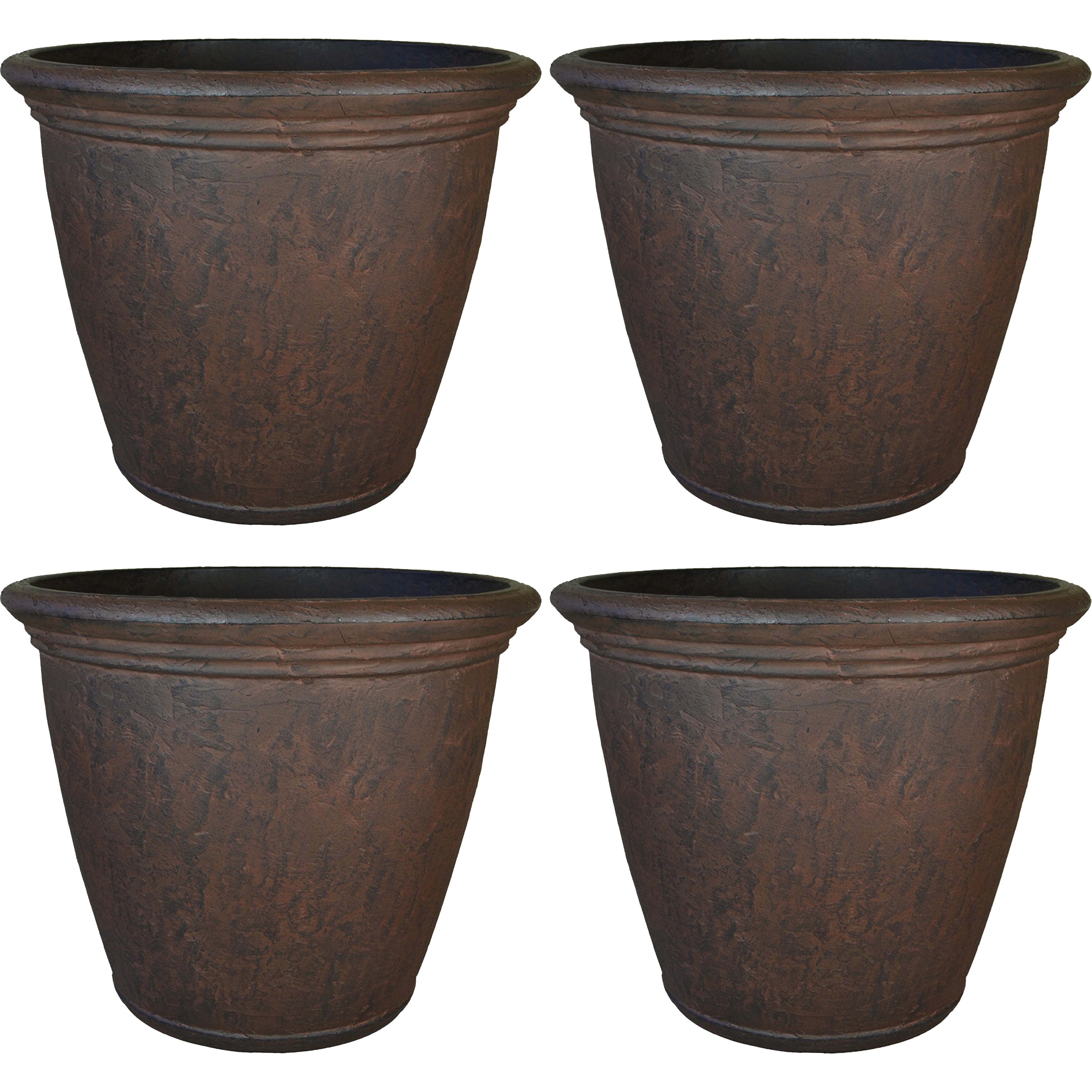 Sunnydaze Indoor/Outdoor Patio, Garden, or Porch Weather-Resistant Double-Walled Anjelica Flower Pot Planter - 24