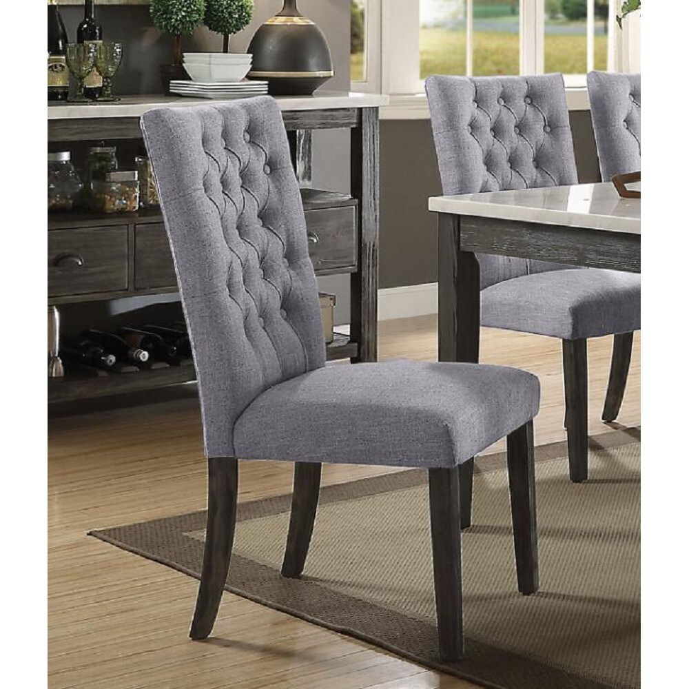 Set of 2 Merel Side Chair Upholstered Fabric Dinning Chair， Gray Oak