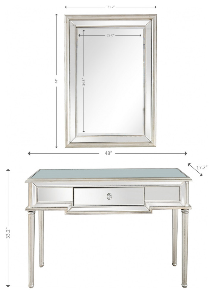 Silver Leaf Antiqued Mirror and Console Table   Traditional   Console Tables   by UStradeENT LLC  Houzz