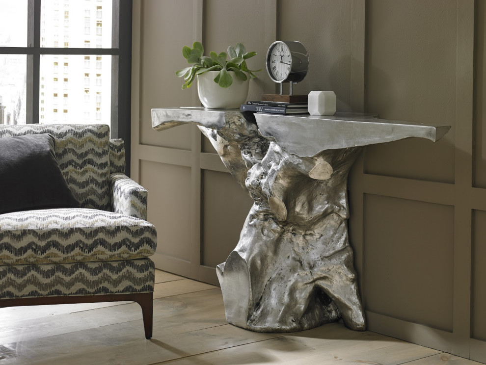 Crown Console  Silver Leaf   Contemporary   Console Tables   by HedgeApple  Houzz