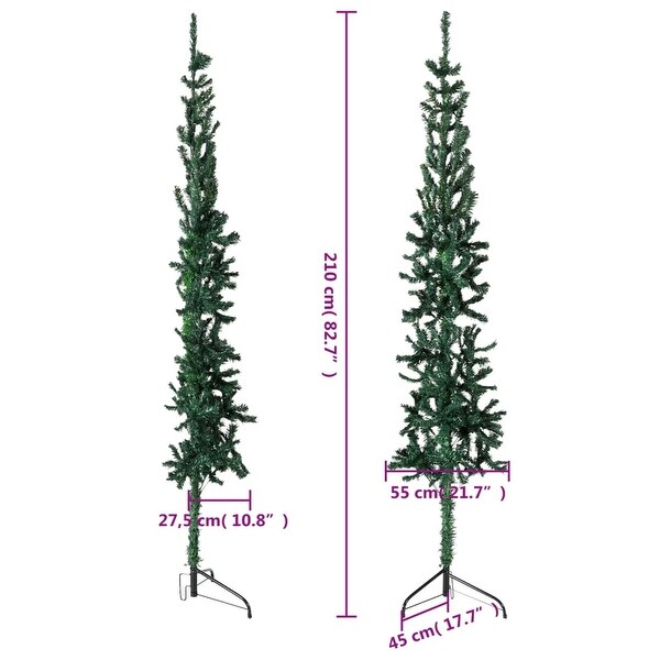 vidaXL Christmas Tree Decoration Slim Artificial Half Xmas Tree with Stand