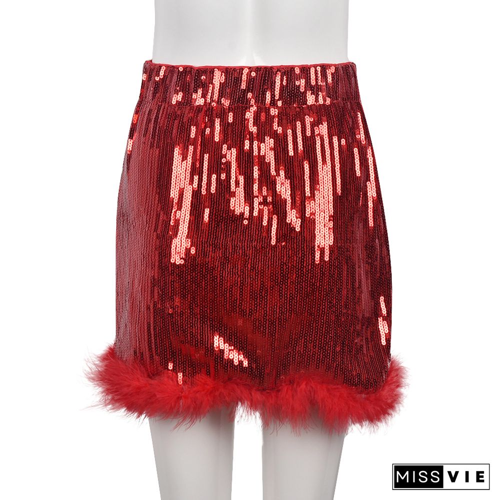 Fashionable Personality Sequined Hip Skirt