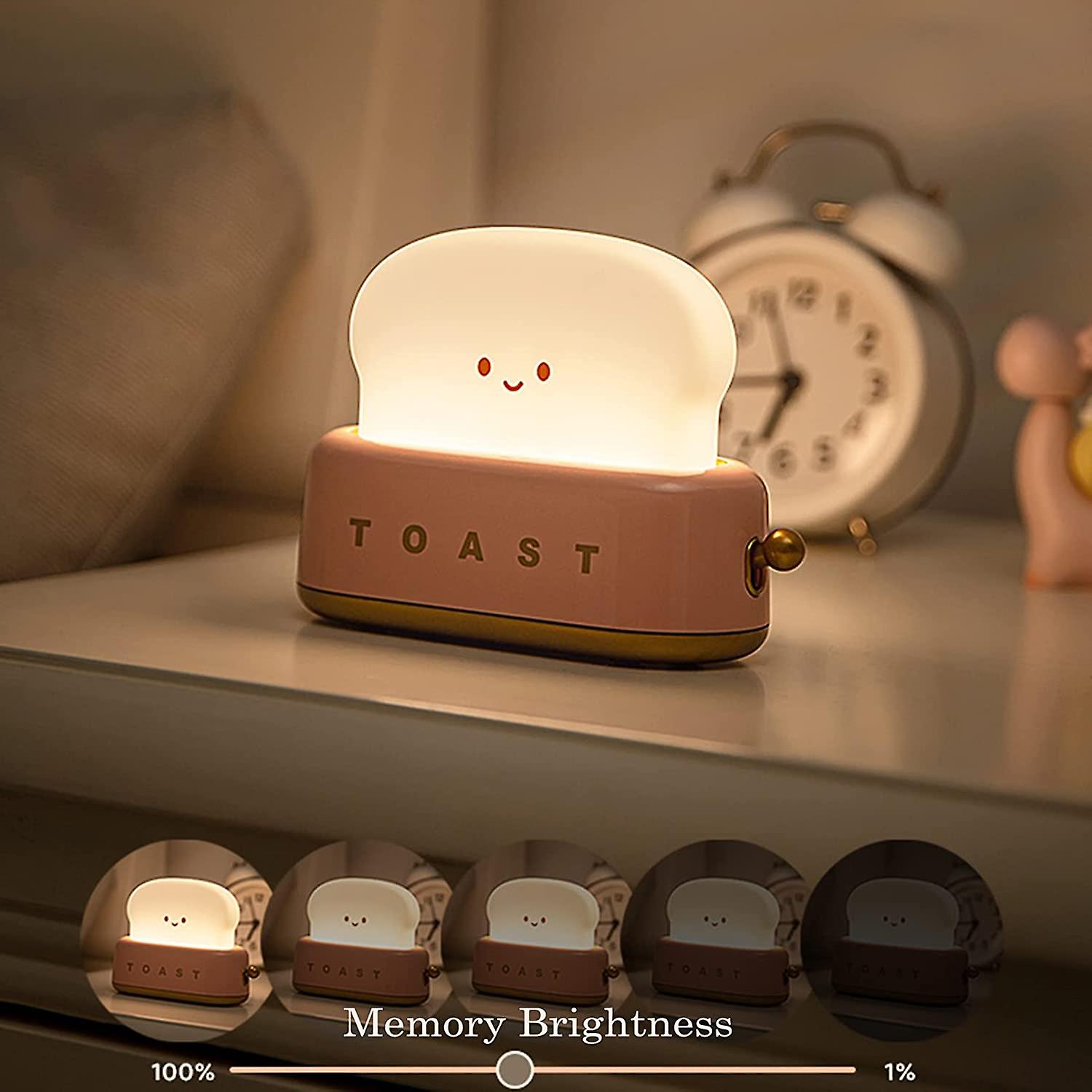 Cute Toast Night Lamp，dimmable Led Night Light Rechargeable Desk Lamp With Timer， Portable Bedroom Bedside Lamps，christmas Decor Lights For Baby Girls