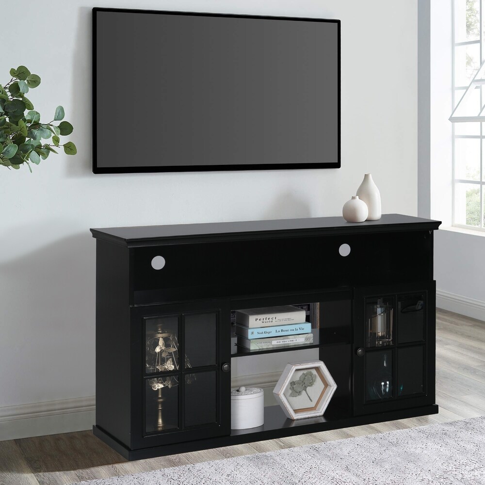 Sophia   William 48'' Traditional Glass 2 Door Wooden Fireplace Cabinet TV Stand for TVs up to 55 inches