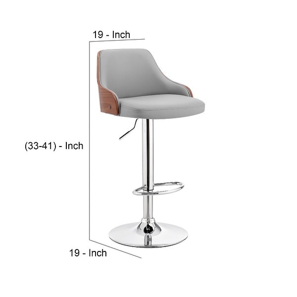 Faux Leather and Metal Adjustable Bar Stool - 19 L x 19 W x 33 H Inches