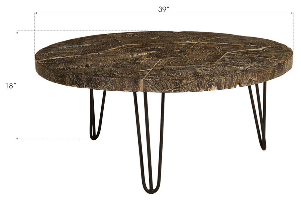 Driftwood Top Coffee Table  Black Wash   Industrial   Coffee Tables   by HedgeApple  Houzz