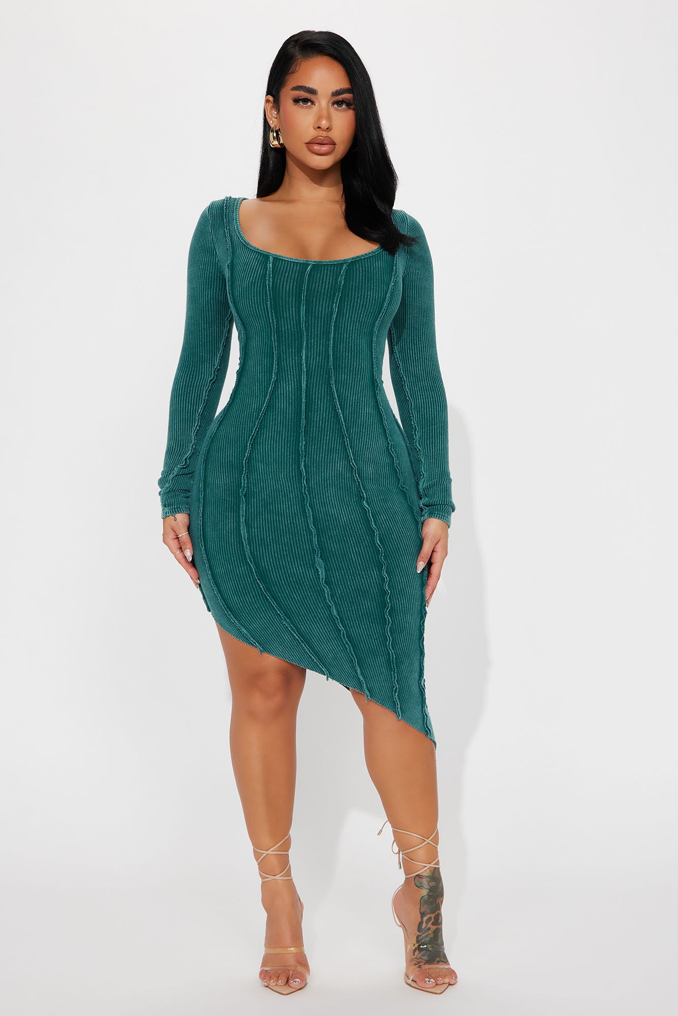 Celeste Ribbed Midi Dress - Teal