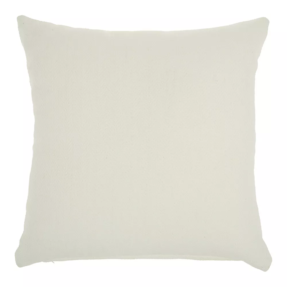 Mina Victory Herringbone Solid Indoor/Outdoor Ivory Throw Pillow