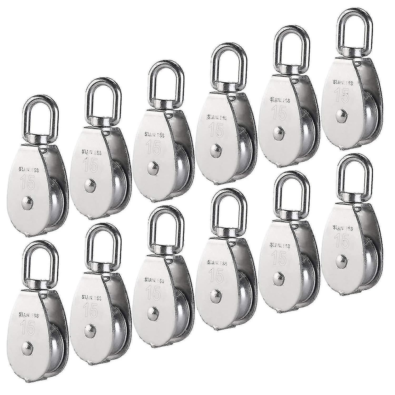 Double Pulley Block 12pcs Stainless Steel Double Swivel Pulley Block