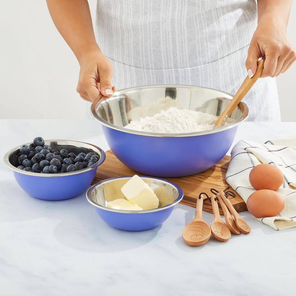 JoyJolt JoyFul 6-Piece Stainless Steel Purple Mixing Bowl Set JW10526