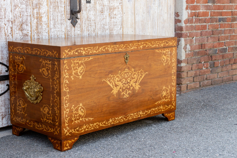 Large Walnut Marquetry Inlay Chest   Victorian   Accent Chests And Cabinets   by De cor  Houzz