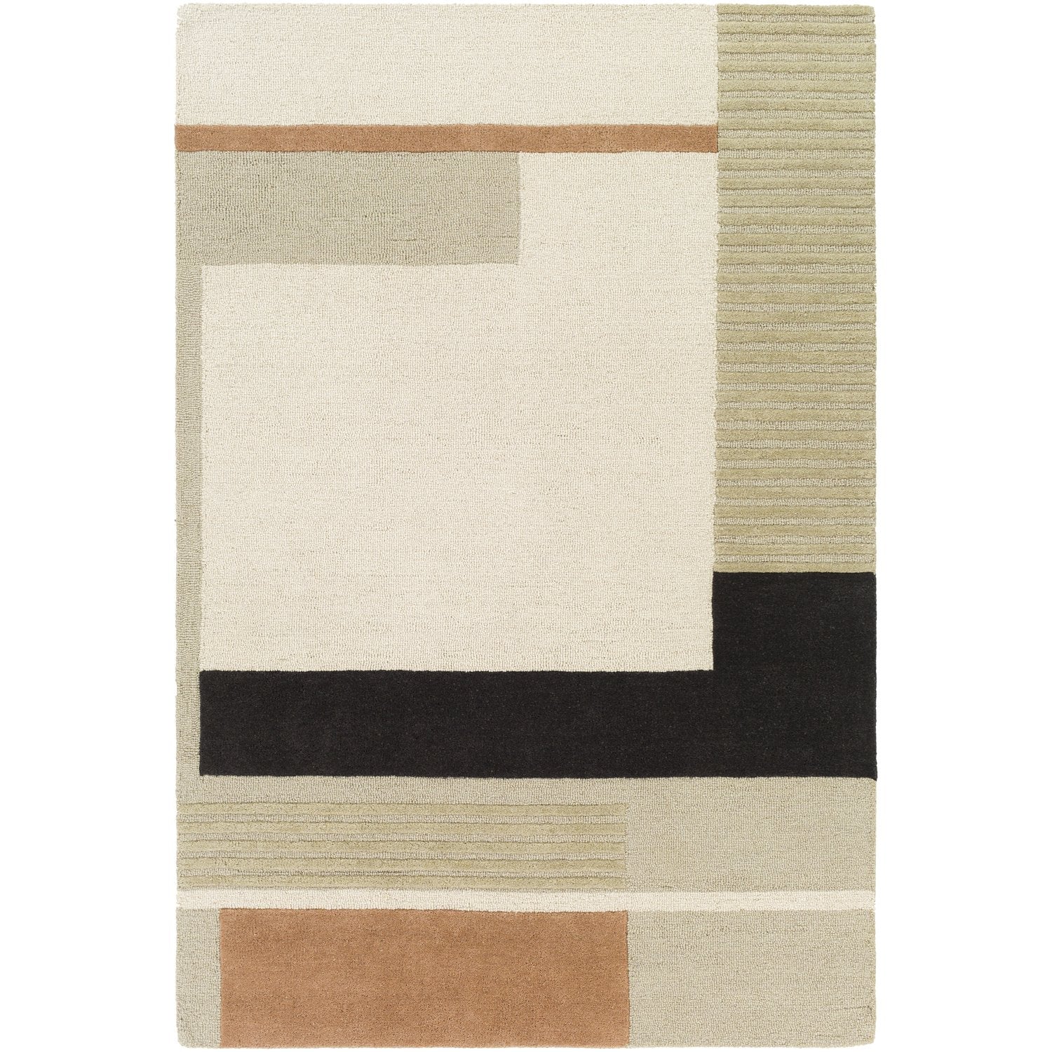 Emma Hand Tufted Rug in Khaki, Charcoal, Camel