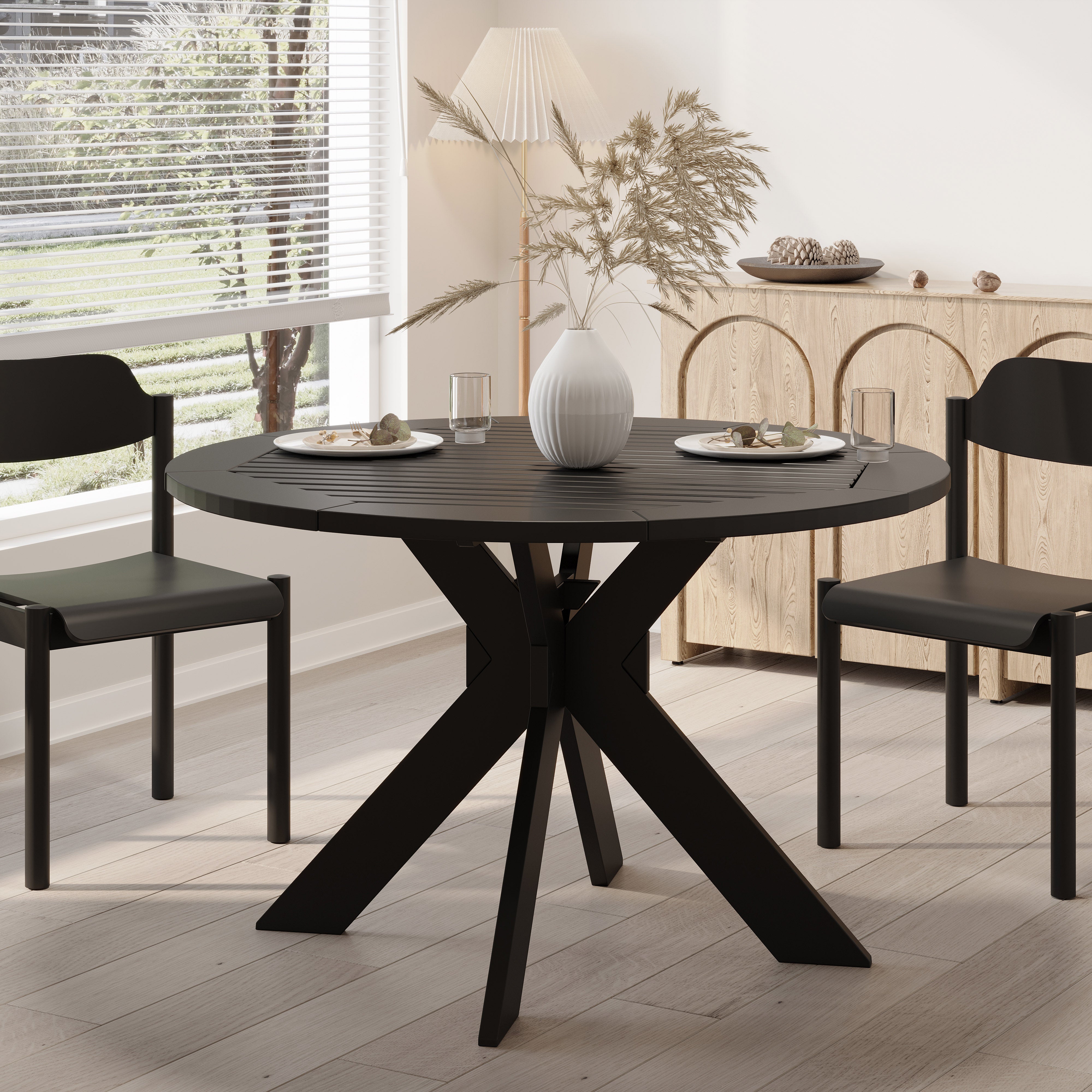 Clacton Indoor Acacia Wood Dining Table, Black