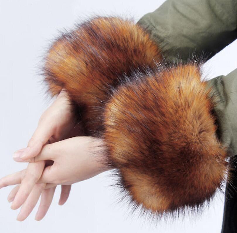 Winter Warmer- Soft Fluffy Faux， Fox Fur Arm Wrist， Sleeve Gloves