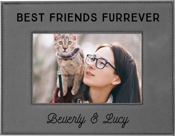 904 Custom Personalized Best Friends Furrever Cat Leatherette Picture Frame