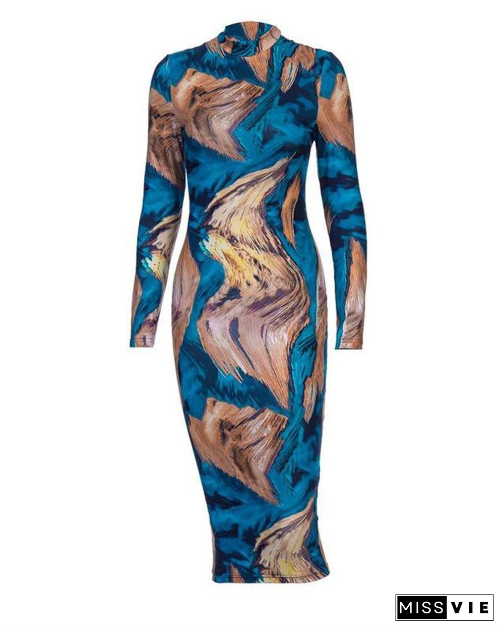 Sexy Random Print Bodycon Mini Dress