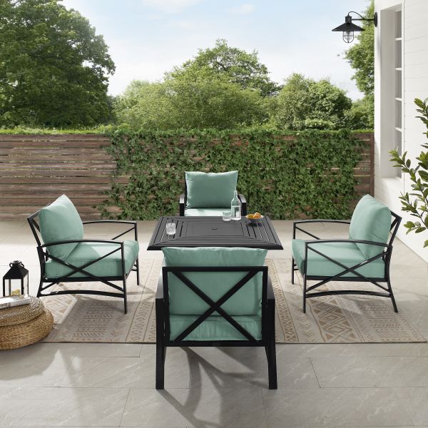 Kaplan 5Pc Outdoor Metal Conversation Set W/Fire Table