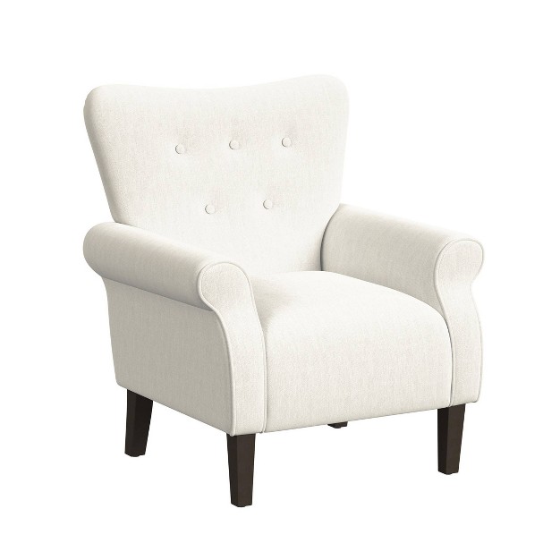 Rolled Arm Accent Chair Cream Homepop