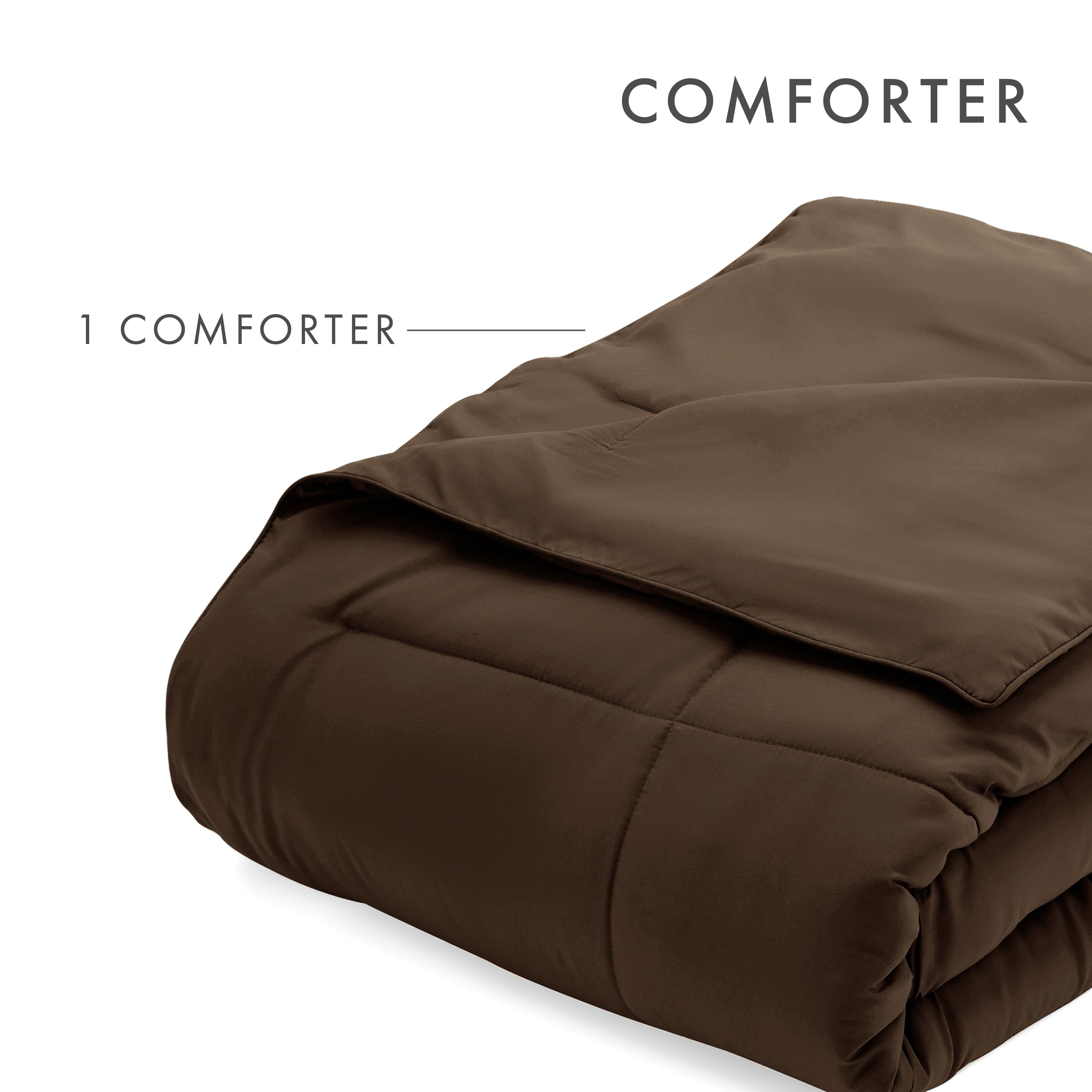 Chocolate All Season Alternative Down Solid Comforter, Full/Queen, by Noble Linens