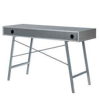 FESTIVO 48 in. Rectangular Grey 1 Drawer Writing Desk with Built-In Storage FDE20561